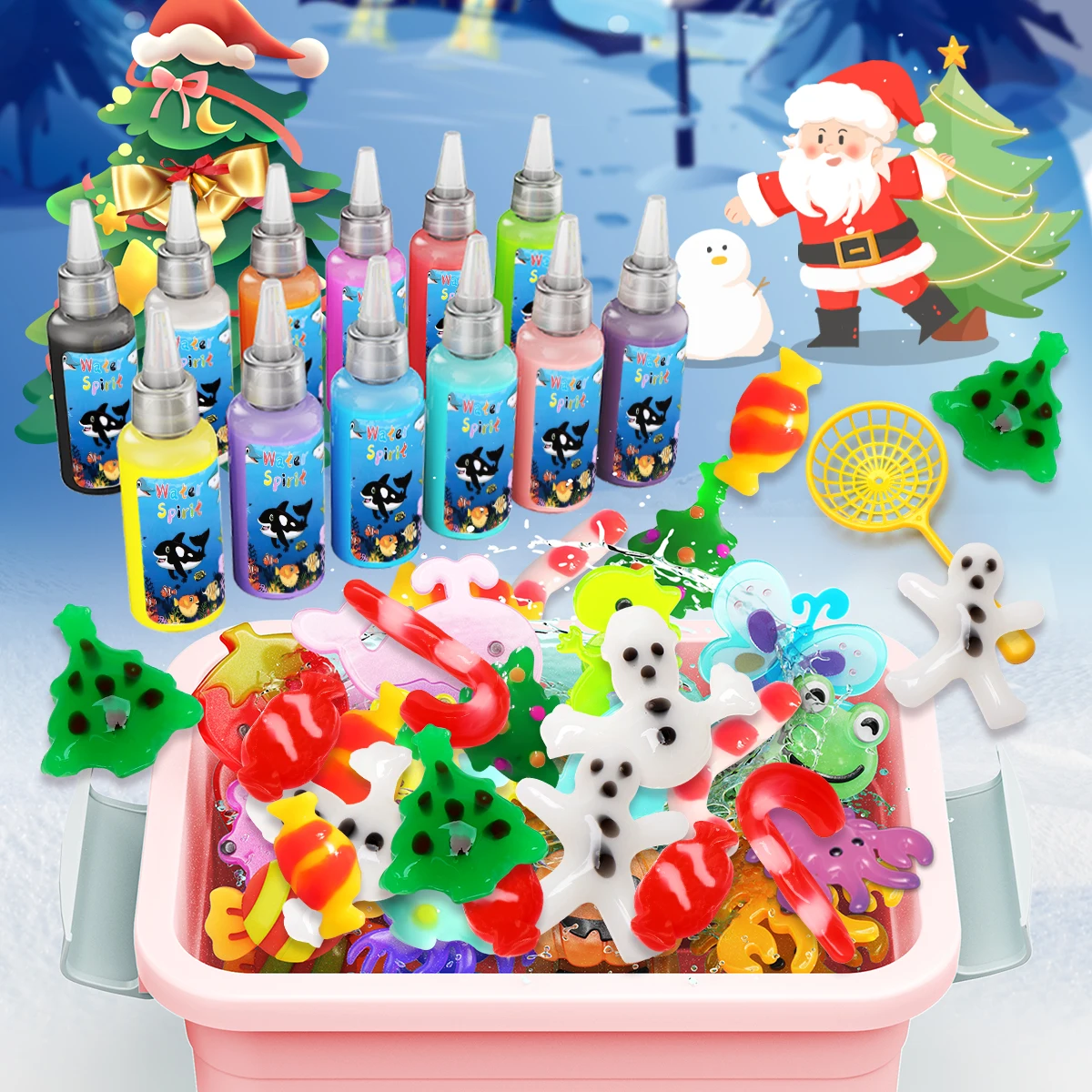 Magic Water Elf Toy Kit with 12 Colors, DIY Sea Animal & Christmas Molds