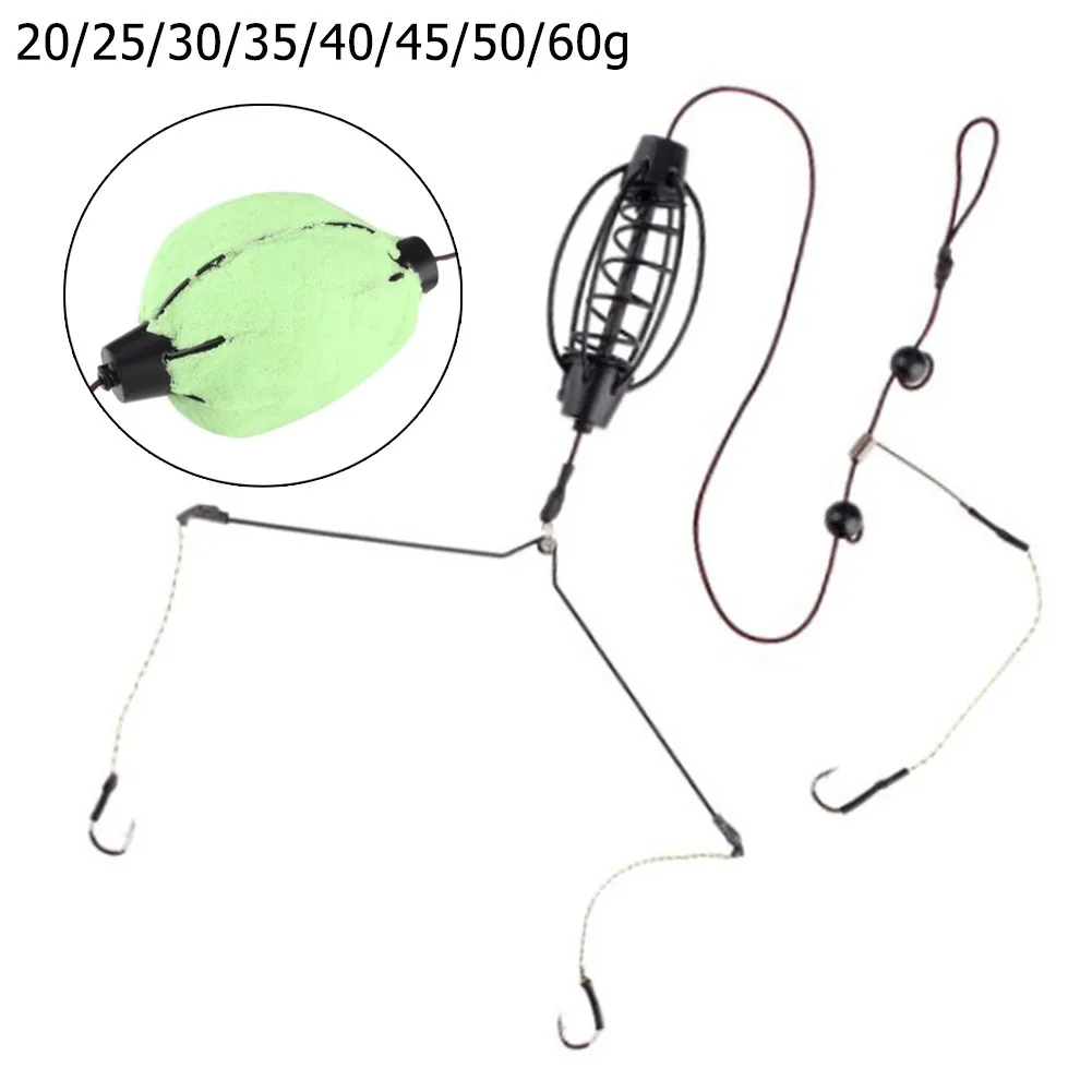 1 Pc Carp Fishing Feeder Fishing Baits Cages Hook Rig Set Inline Method Feeder Tackle Bait Cage Fishing Tools