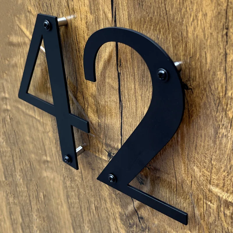 5 in Stainless Steel Numbers 0 - 9 Letters A - Z Floating Black 127mm House Number Plates Outdoor Address Signs Metal Doorplates