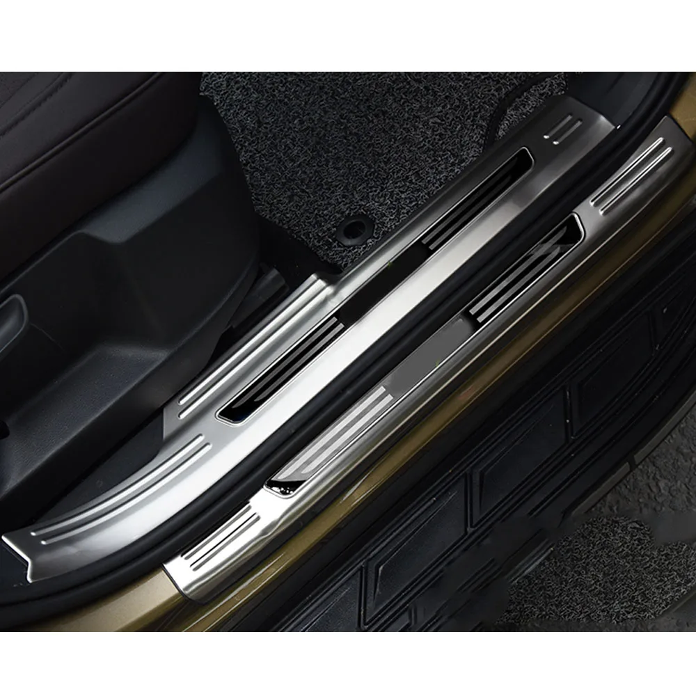 For Skoda Kodiaq 2017 2018 2019 2020 2021 2022 Sticker Stainless Steel Pedal Door Sill Scuff Plate Inner Threshold Parts 4PCs