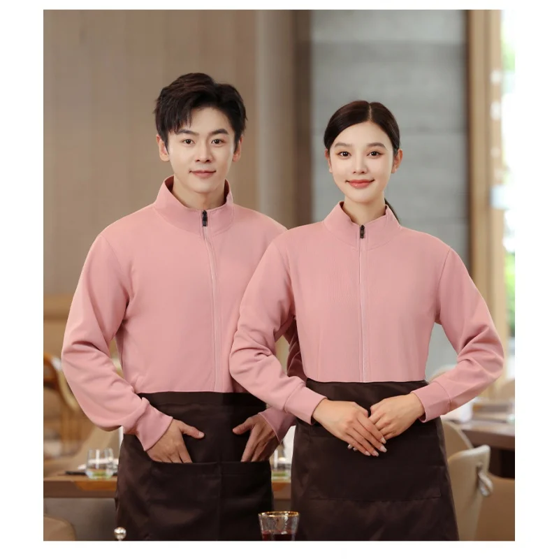 Dining Waiter Workwear Long-Sleeved Sweater Hotel Restaurant Hot Pot Milk Tea Shop Work Clothes Group Building Coat Autumn and W