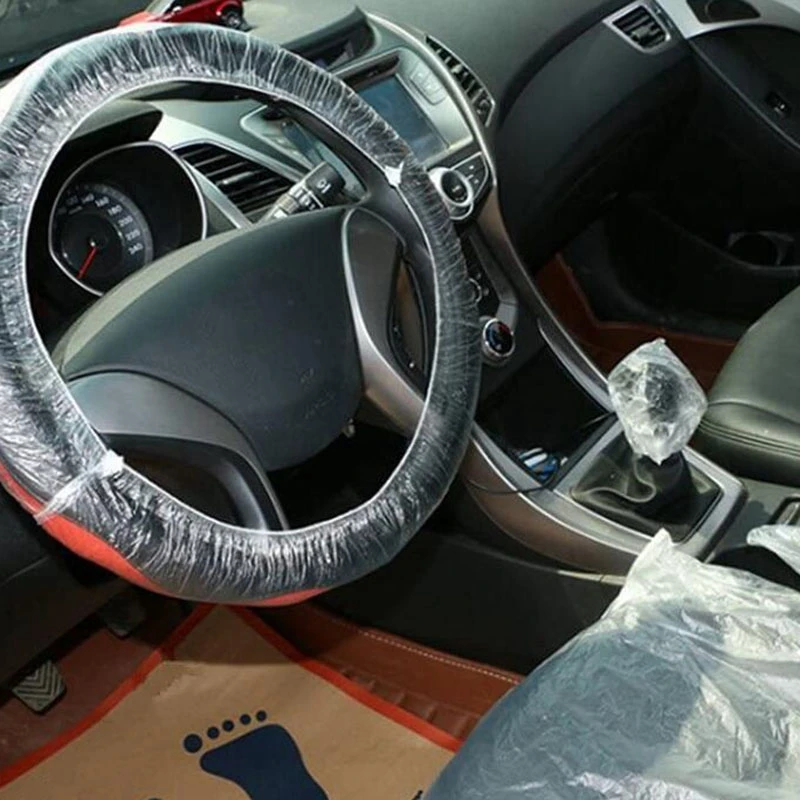 Universal Car Disposable PE Plastic Soft Seat Cover Waterproof Car Repair Protective Cover Disposable Steering Wheel