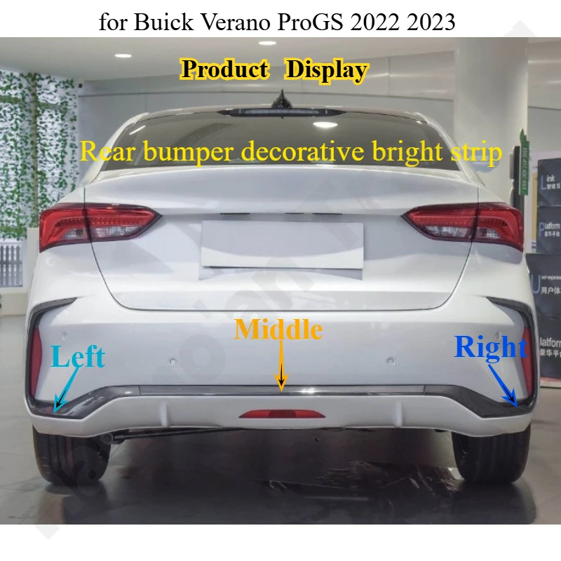 

Для Buick Verano ProGS 2022 2023, серая декоративная яркая полоса слева, средняя и правая сторона заднего бампера