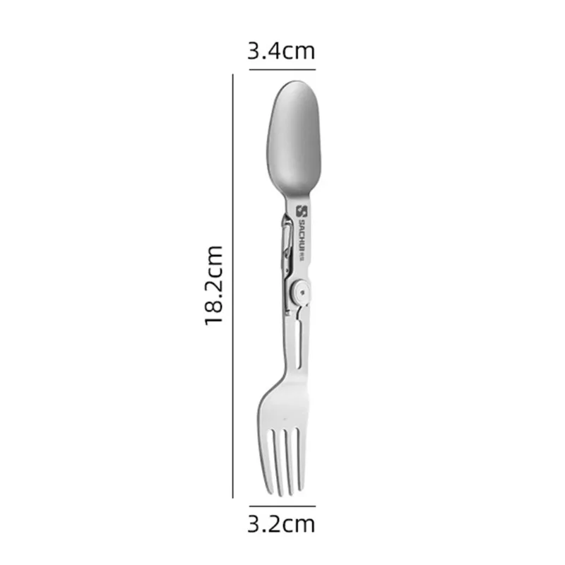 Titanium 2 in 1 Folding Fork and Spoon Combo Lightweight Camping Utensil Spork for Backpacking Hiking Outdoor Survival Cutlery