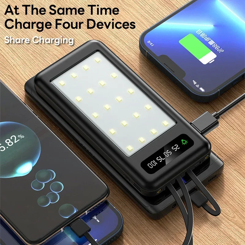 Power Bank Outdoor Camping Light 50000MAh Comes with Removable Fast Charging Mobile Phone Holder Portable External Battery Pack