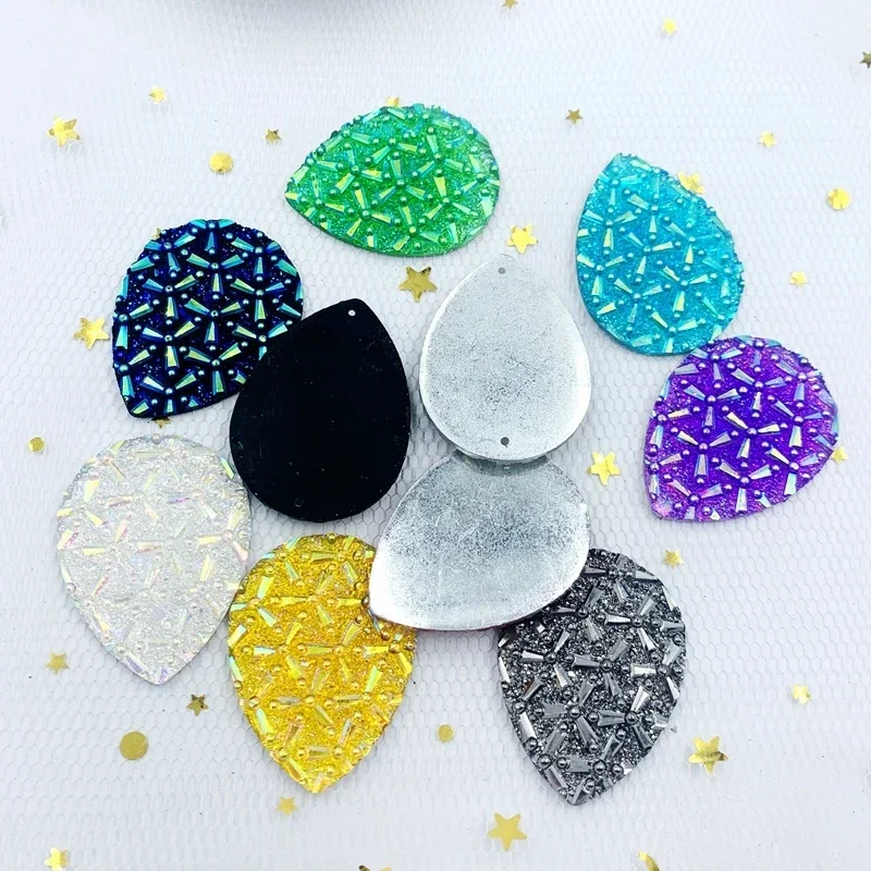 New Big Water Drop Rhinestones Earrings Pendants and Sewing Gems Flatback for Costume Button Garment Accessory 30*40mm YE96