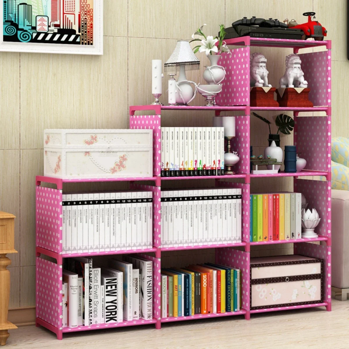 Solid Color Metal Book Storage Simple Trapezoidal Bookshelf Suitable for Studying and Home Use