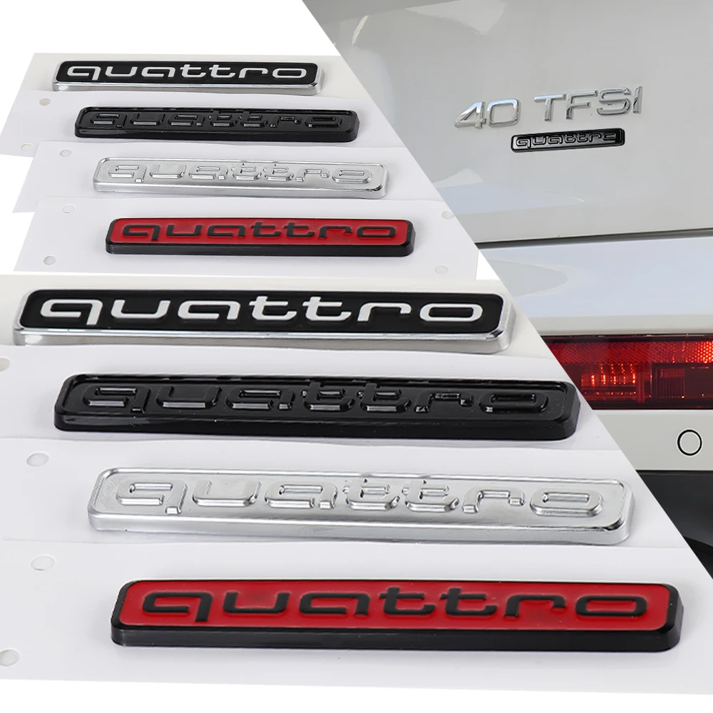 1pc 3D ABS Car Styling Quattro Badge Emblem Rear Trunk Decor Sticker Decals For Audi Quattro A4 A5 Q5 A1 Q7 B6 B8 B7 B9 B5 A3 8P