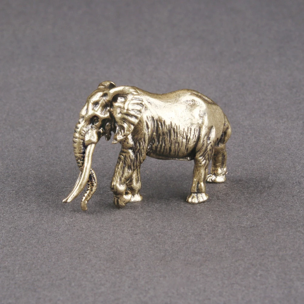

Elephant Statue Brass Ornament Office Desk Decor Decorative Vintage Sculpture Golden Small Figurines
