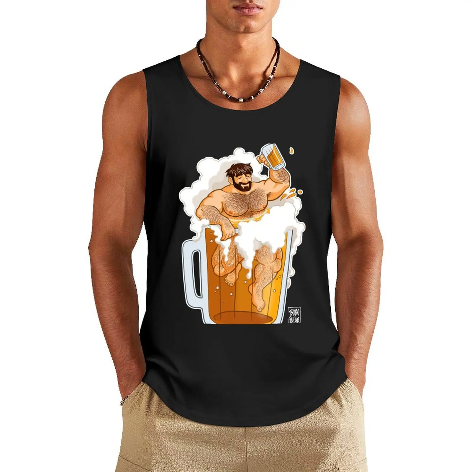 ADAM LIKES A BIG BEER Tank Top basketball clothing Men's summer clothes 2024 gym shirt man sleeveless shirt man gym