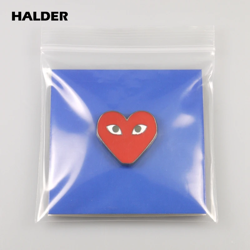 HALDER Cute Red Heart Enamel Pins Heart Shape With Eyes Brooch Denim Jackets Lapel Pin Decoration Badge Fashion Jewelry Gift