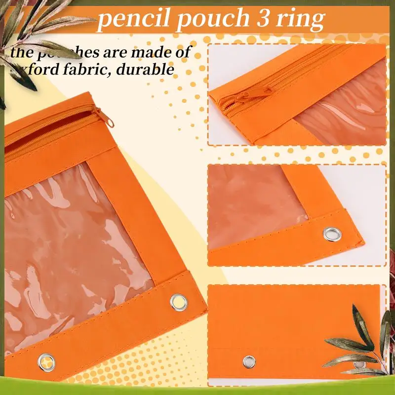حقيبة أقلام رصاص جديدة مكونة من 6 قطع مع فتحات وأكياس بسحاب 3 حلقات مع نافذة شفافة (6 ألوان)
