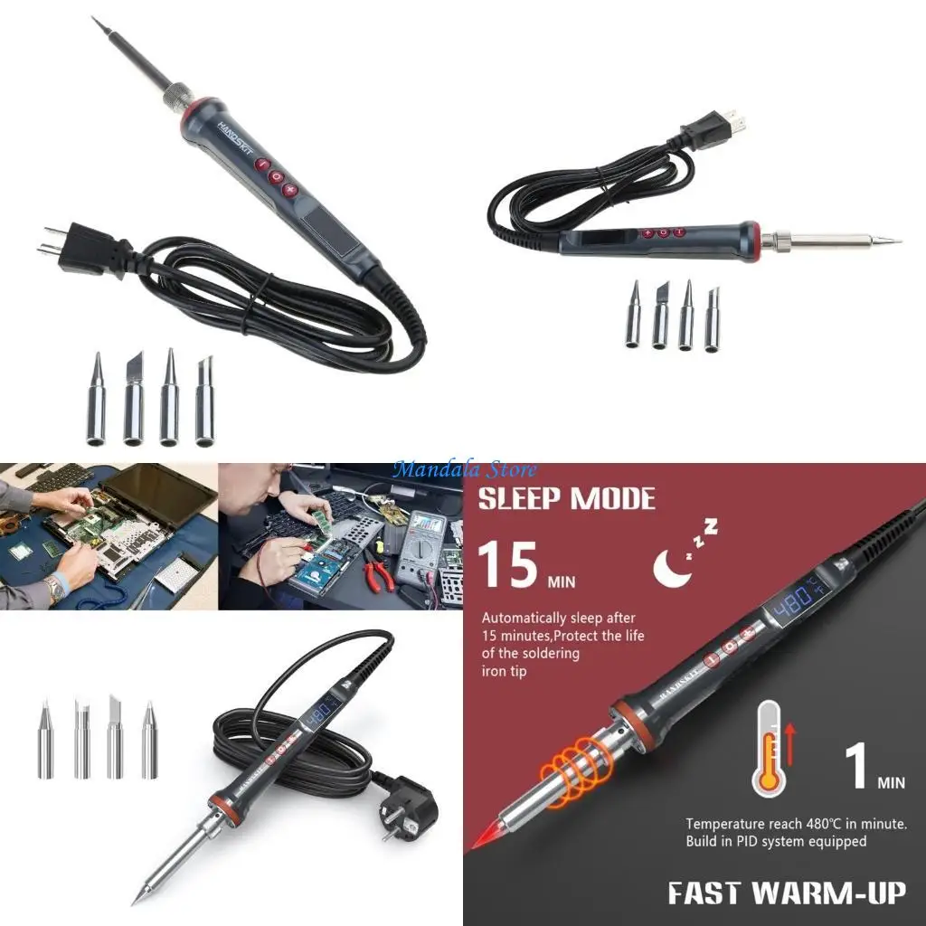 

U2JC 200W Soldering Iron Set Temperature Control, Lockable, LED Screen Complete Interchangeable Nozzles for Welding Projects
