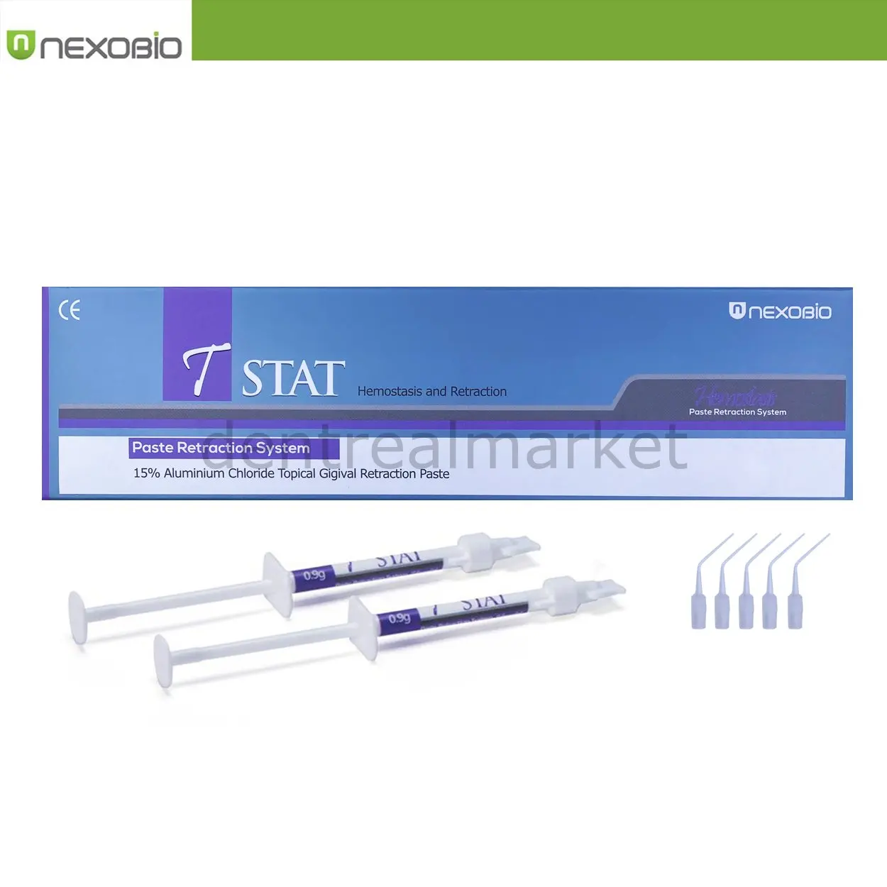 Nexobio - T-Stat Retraction Paste and Bleeding Stopper - %15 Aluminium Chloride Topical Gigival Retraction Paste-Hemostasis and 