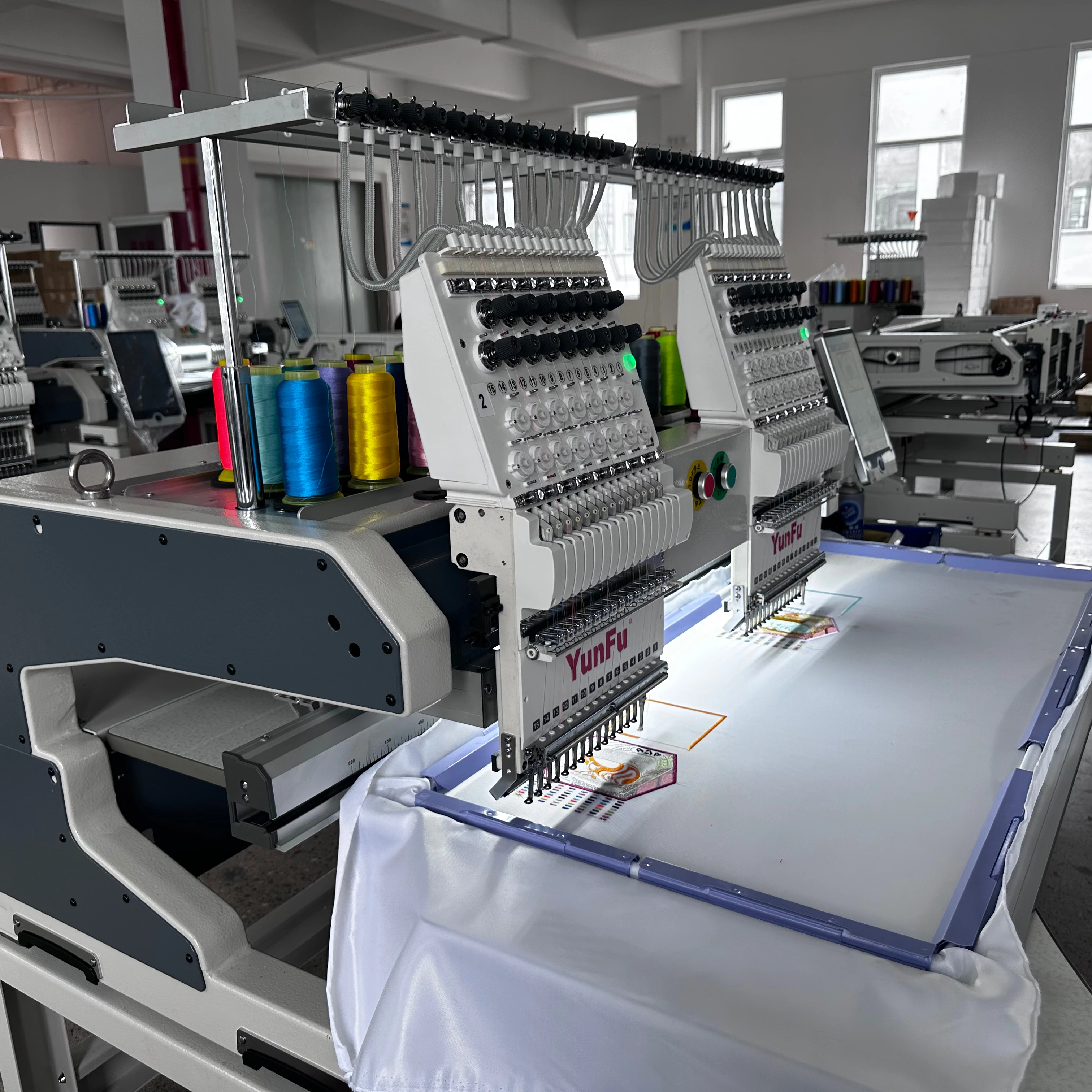 Original YUNFU 12-15 Needle 2 Head Embroidery Machine Flat Embroidery Machine for Home Use Motor Engine Doorstep Delivery
