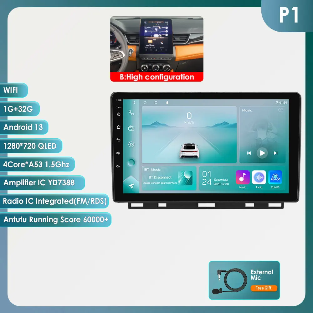 Voor Renault Clio5 CLIO 5 2019 2020 2021 Auto Radio Carplay Navigatie GPS Stereo Android Auto Scherm Bluetooth Multimedia Speler