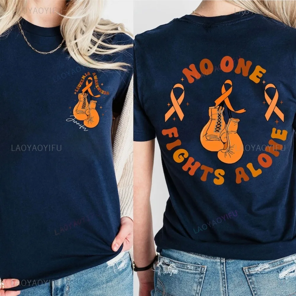 Cancer Survivor Gift Personalized Leukemia Awareness T Shirt Orange Ribbon Mama of A Warrior T Shirt Support Family Clothing