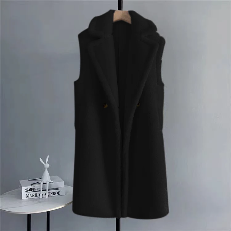 Veste longue ample en fausse fourrure pour femme, gilet en fourrure, sans manches, Imitation fourrure, assorti avec tout, épais, automne hiver