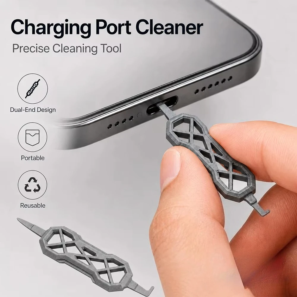 Rafford Portable Charging Port Cleaner, Dual-End USB C Phone Dust Remover Tool for USB-A USB-B USB-C