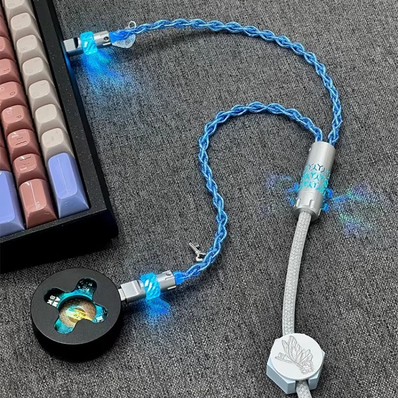 2-in-1 8k RGB E-sports Magnetic Axis Keyboard Cable Independent Induction Magnetic Switch Lamp 1.5M Aviation Cables Desk Setup