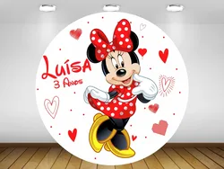 Disney Minnie Mickey Mickey Mouse Round Shape Children's Birthday Decoration Party Backdrops Photozone Custom Background Wedding