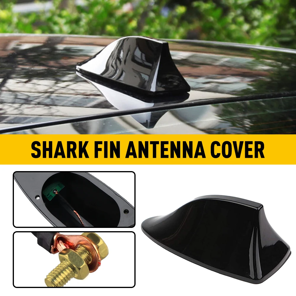 

Universal Car Roof Shark Fin Decorative Aerial Antenna Cover Sticker Gloss Black For BMW Honda Toyota Accessories AM/FM Radio