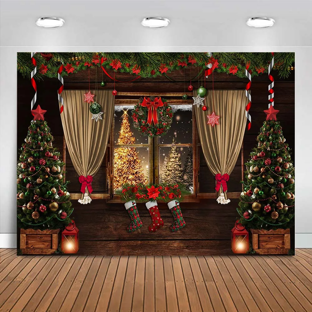 Mocsicka-木製の壁の窓,クリスマスの写真の背景,ゴールドカラー,ハロウィーン,クリスマスの肖像画