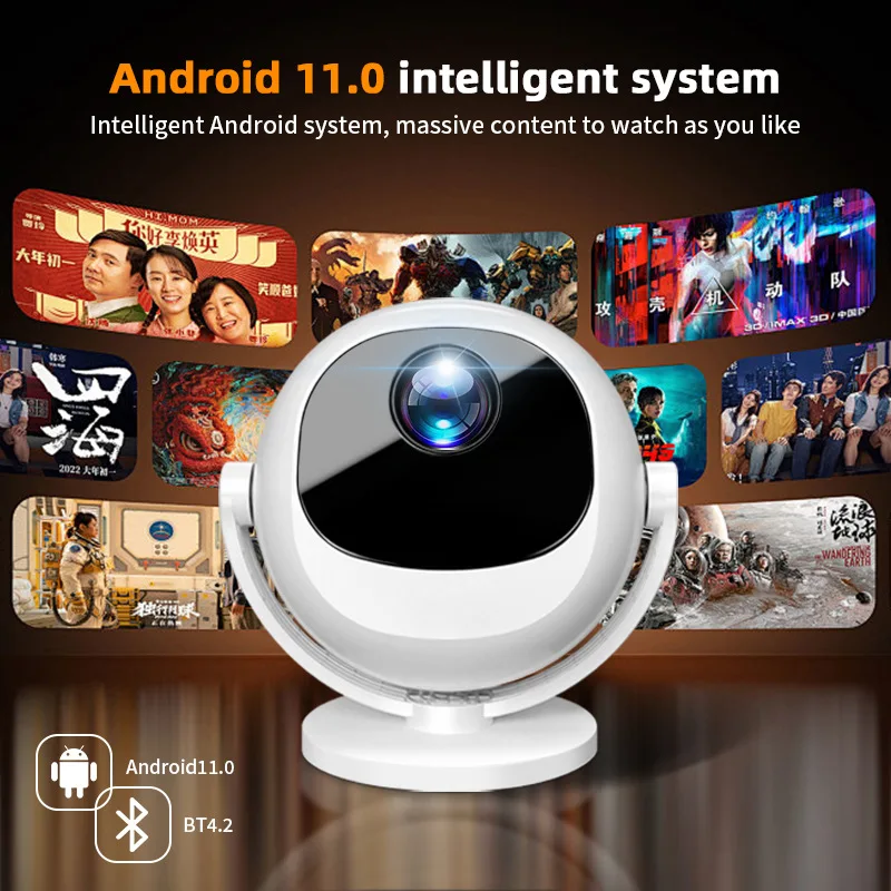 

360° rotatable projector, mobile phone same-screen HD home portable smart wireless projection screen