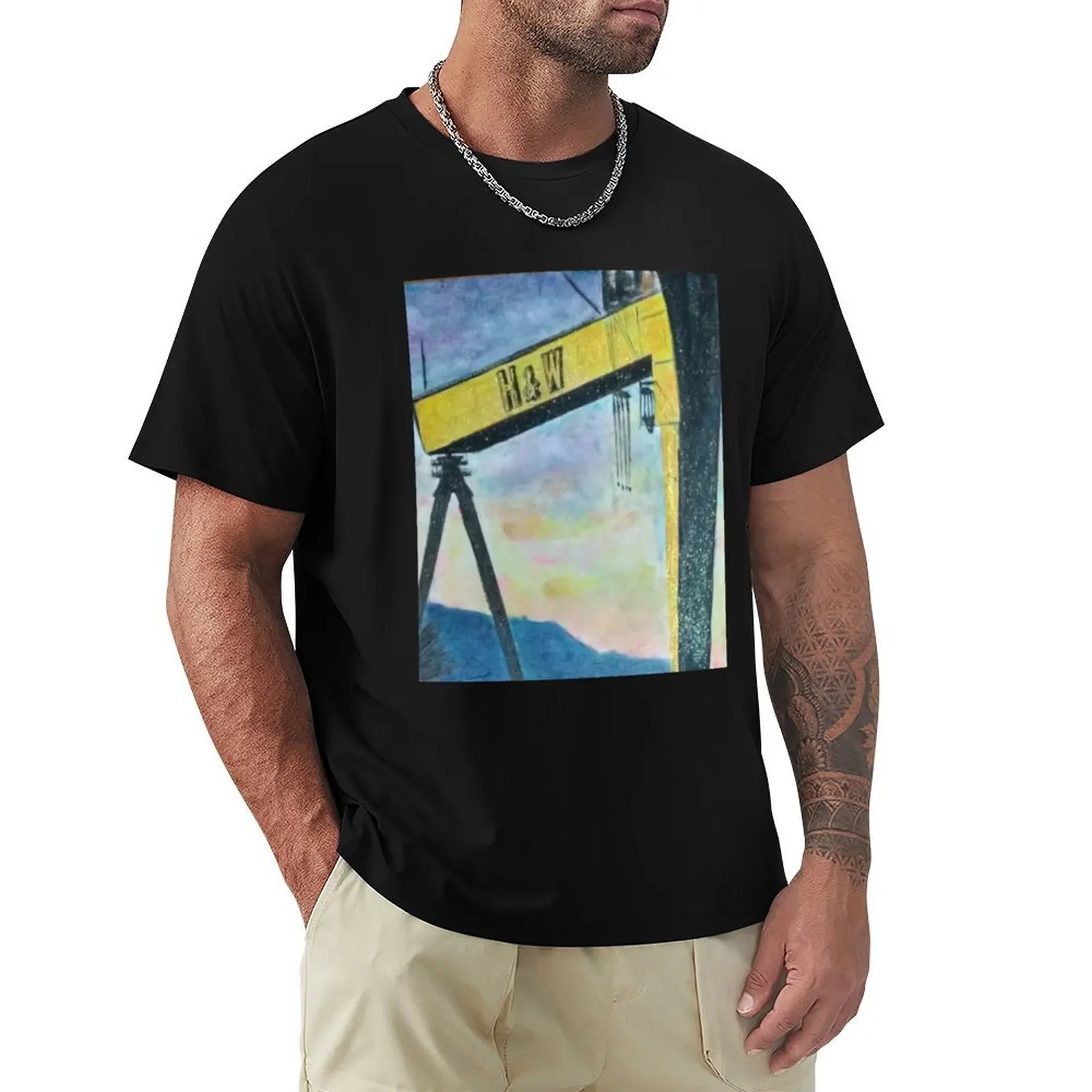 

Samson and Goliath, Belfast, cranes T-Shirt blue lock summer 2025 plain men tshirt