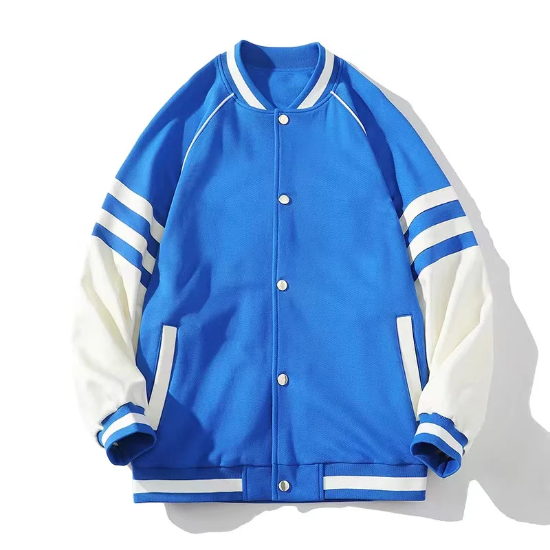 Giacche da baseball primavera moda Casual sciolto qualità Patchwork bottone coppia cappotto donna uomo giacca Logo personalizzato