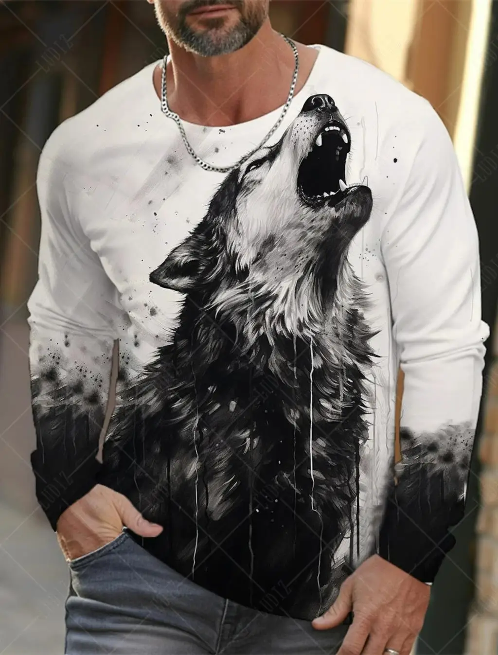 Popular Animal Wolf Series T-shirt 3D Printed Men  Streetwear Top Clothing Casual Long Sleeve O-Neck  Tees