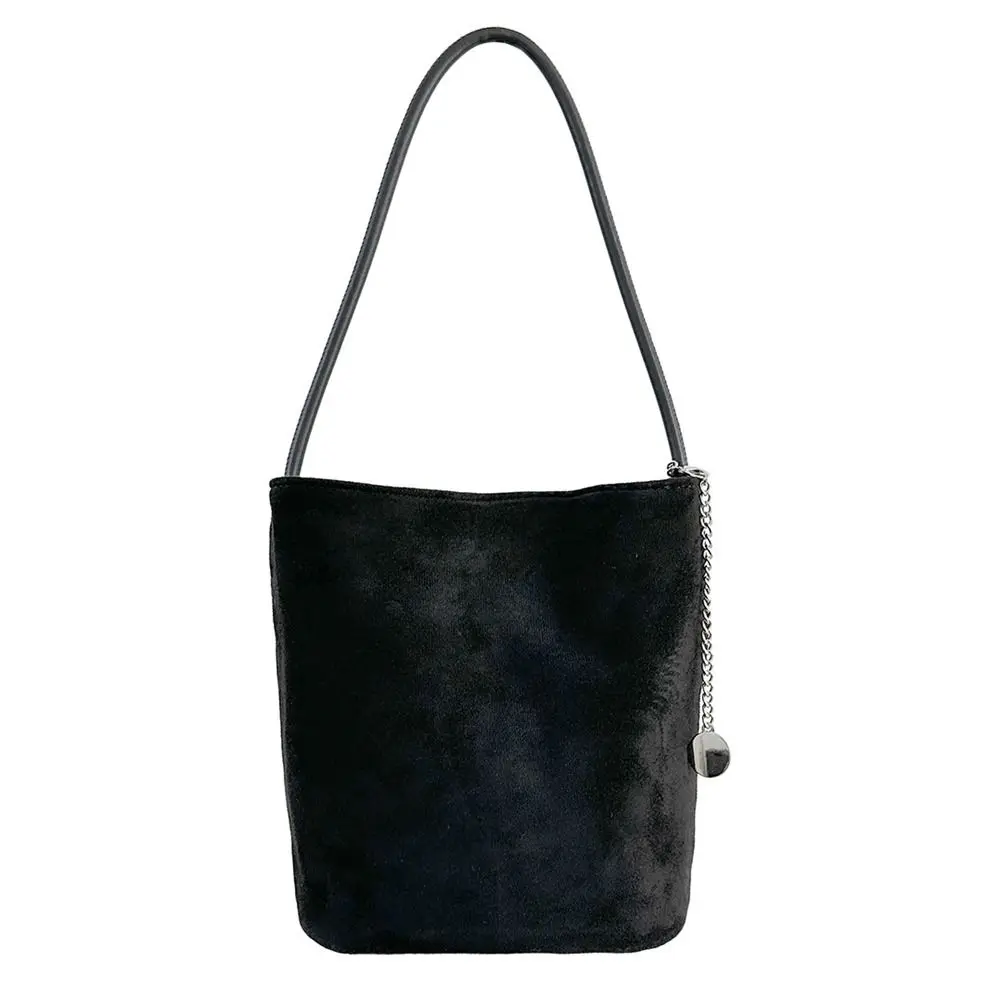 

Simple Vintage Suede Bucket Bag Pure Color Handbag Matte Pu Leather Shoulder Bag Fashion Cute Underarm Bag Streetwear