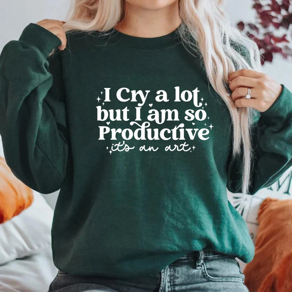 

I Cry A Lot But I Am So Productive Sweatshirt I Can Do It with A Broken Heart Sweater TTPD Tortured Poets New Album Sweatshirts