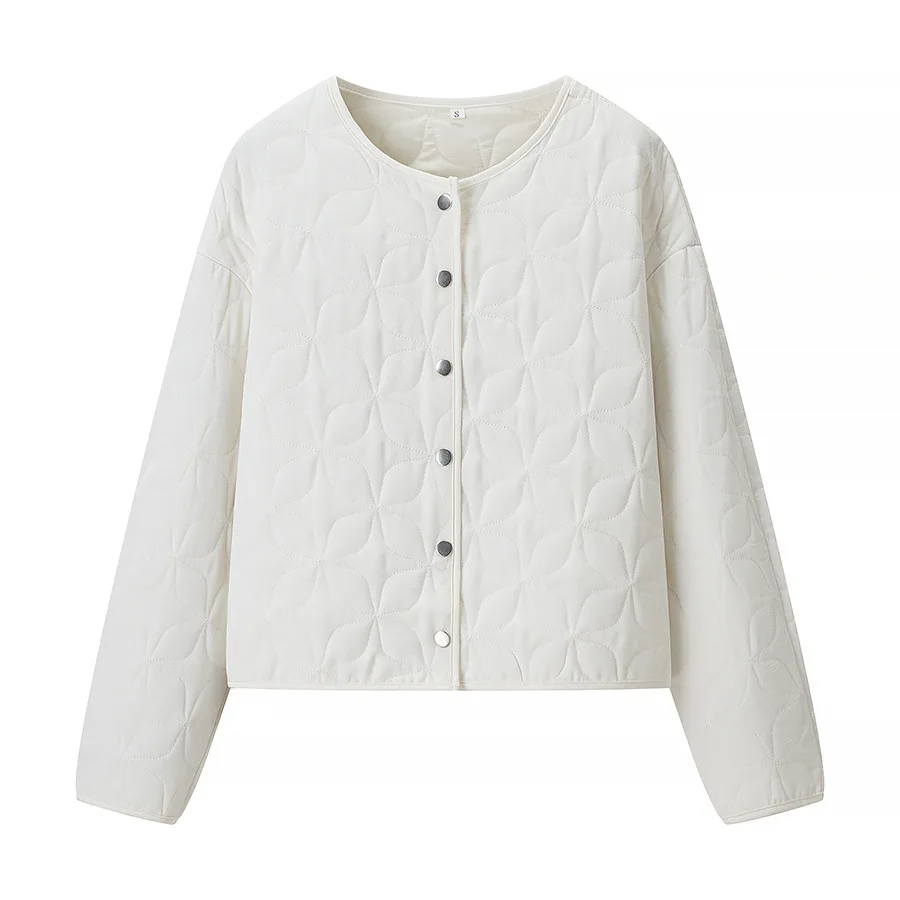 Modische multifunktionale Damenjacke, Winter, einfach, vielseitig, Rundhalsausschnitt, Steppmantel, lange Ärmel, Reißverschluss, Steinmuster, Oberbekleidung