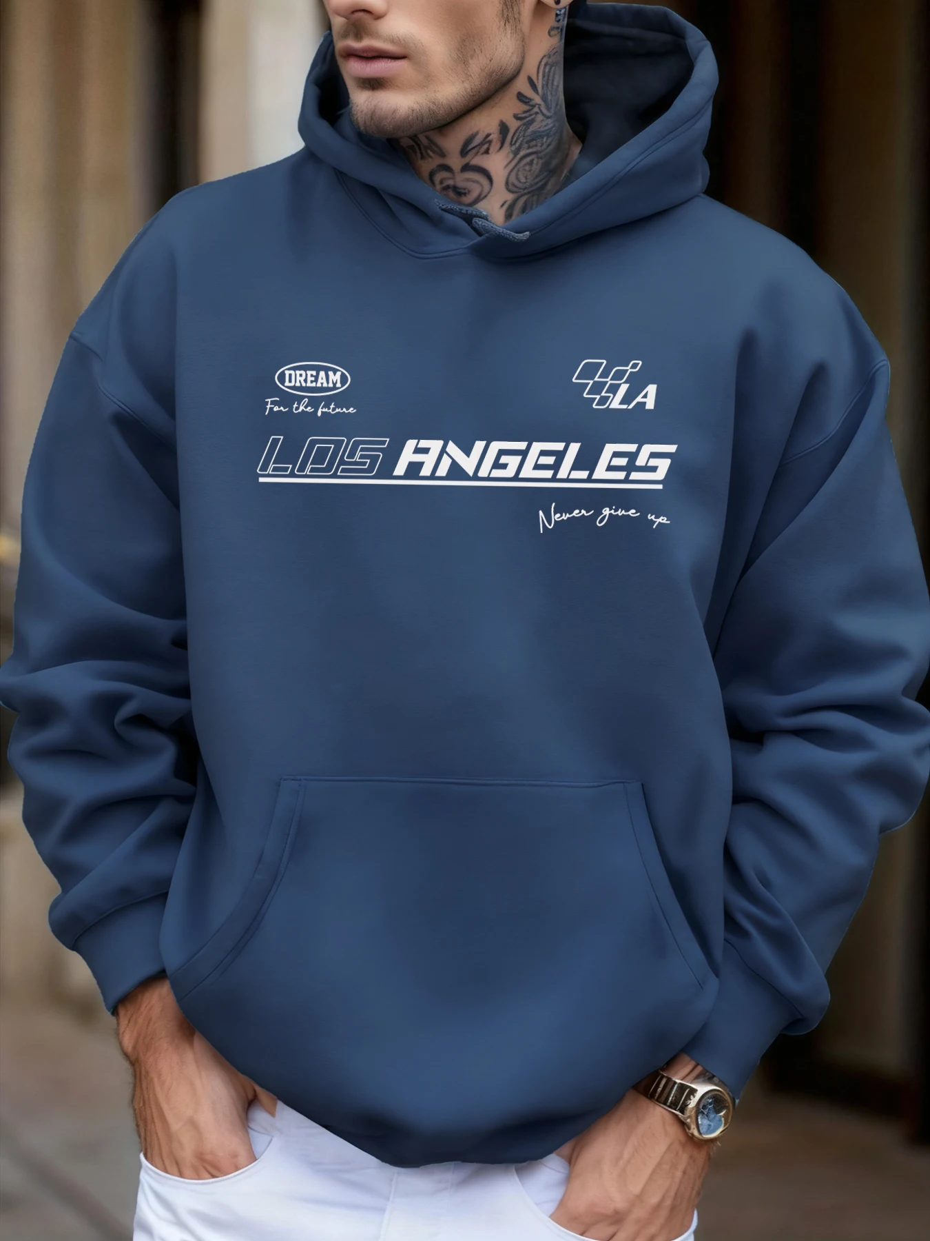 Los Angeles Traum Brief Muster Herbst Männer Hoodie Fleece Kleidung Casual Weiche Hoody Oversizd Männlich Tops Fashions Streetwear