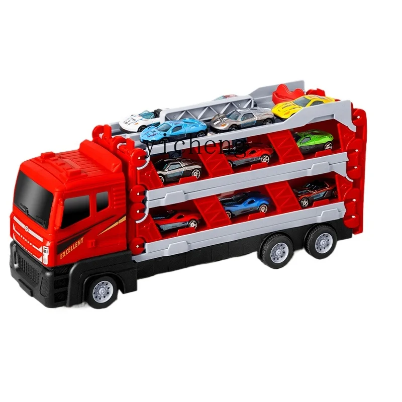 Tqh Children's Educational Alloy Storage Container Engineering Vehicle Deformation Truck Track Catapult Car Boy Toy