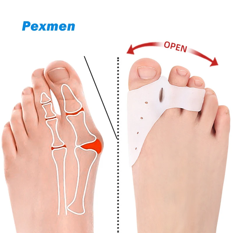 Pexmen 2/4Pcs Upgraded Gel Bunion Cushions Protectors Sport Bunion Pad & Toe Spacer Set Toe Separator for Men & Women