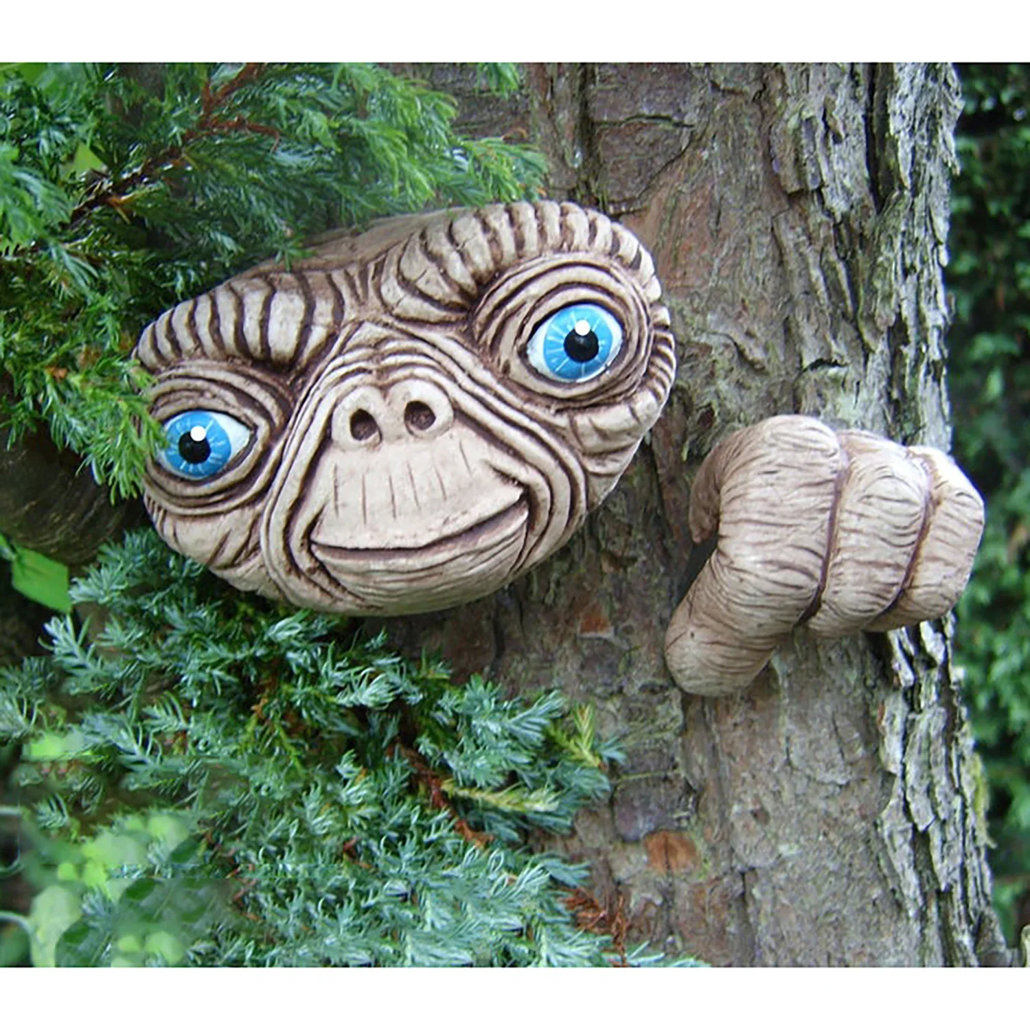 NEW Artificial Alien ET Face Model Decoration Realistic Resin Ornament For Garden Hanging Tree Ornament Scary Pendant