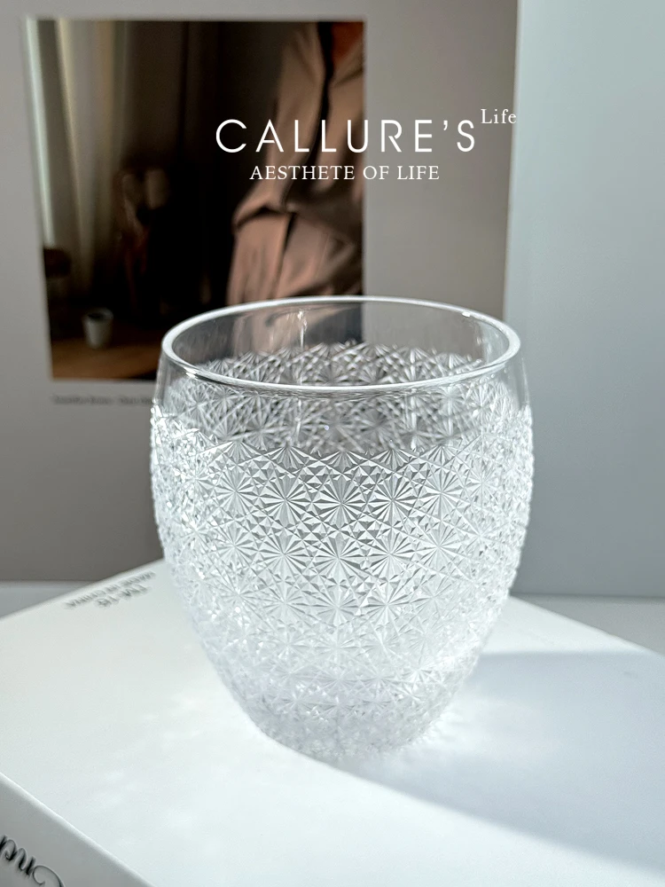 Vaso de Whisky de Cristal Hecho a Mano, Diseño Tallada al Estilo Tokio, Copa para Licores Extranjeros de Alta Calida...