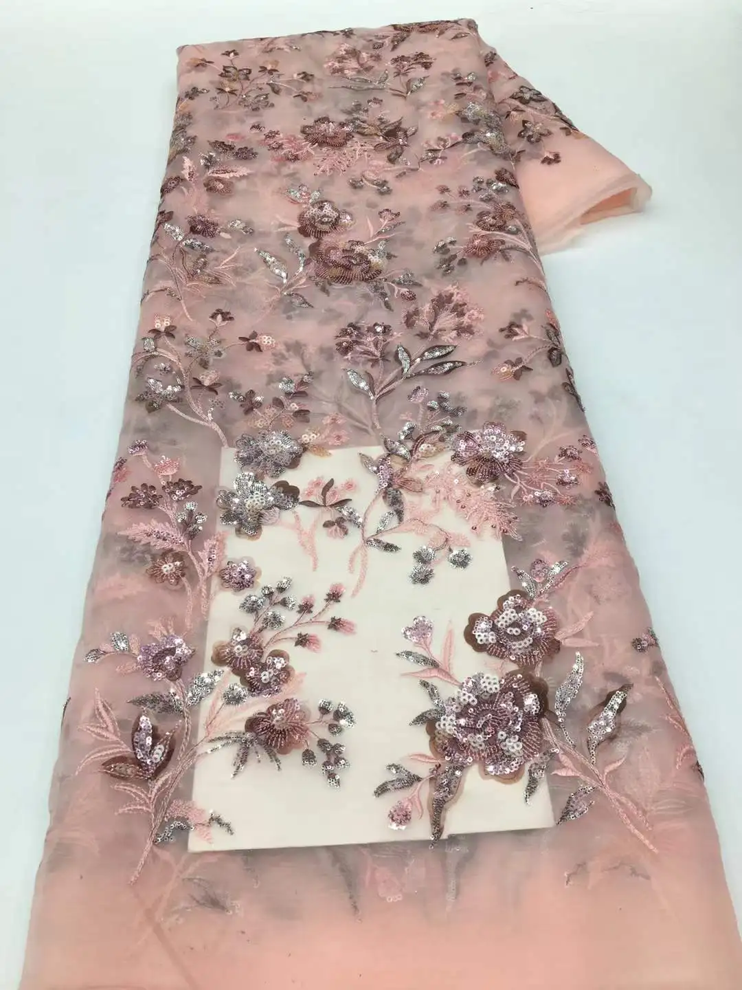 ナイジェリア高級スパンコールビーズレース生地 2025 高品質アフリカチュールレース生地フランス女性の結婚式のパーティードレス縫製