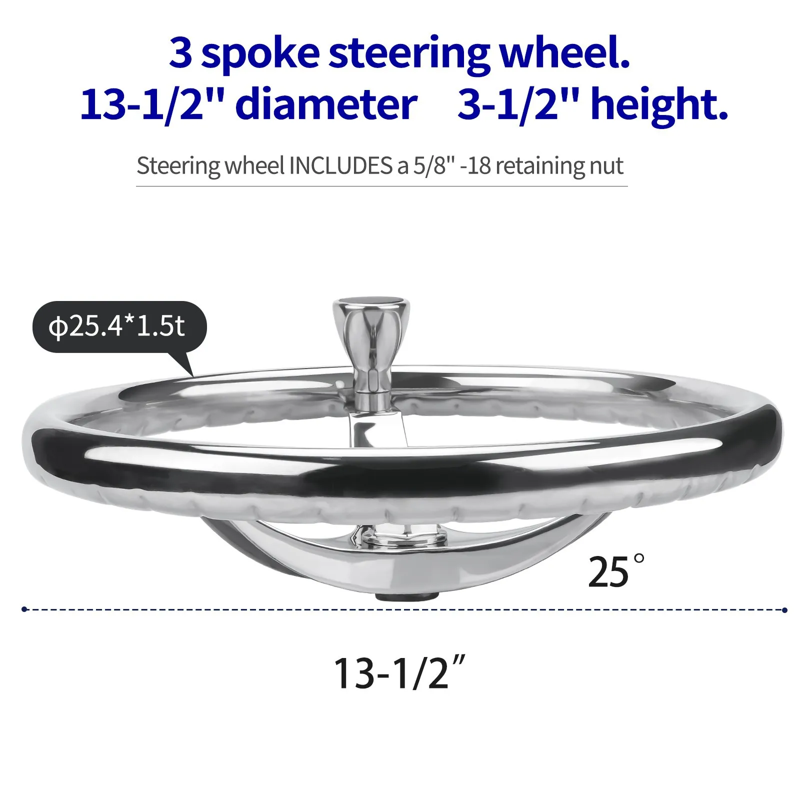

13,5-дюймовый руль из нержавеющей стали для лодки, морской шлем 34 см для корабля яхты, пилотное колесо румпеля