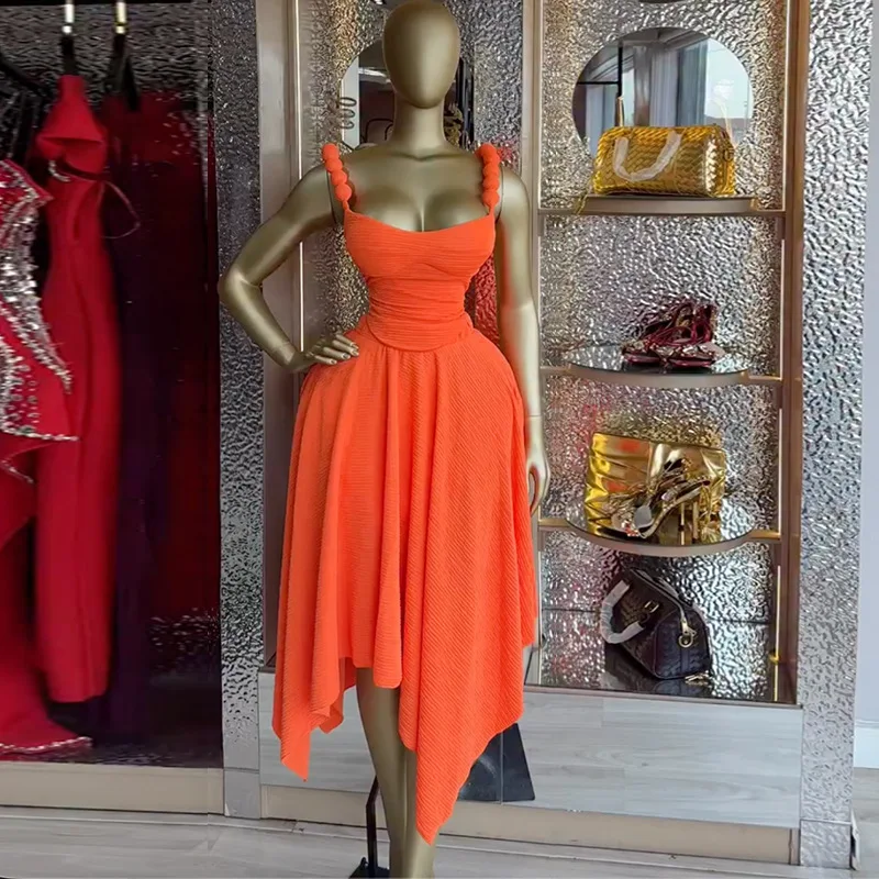 

Women Two Piece Sets Skirt Set Irregular Sling Sleeveless Short Tops Mid Length Skirts A Line High Waist Y2k Streetwear Elegant