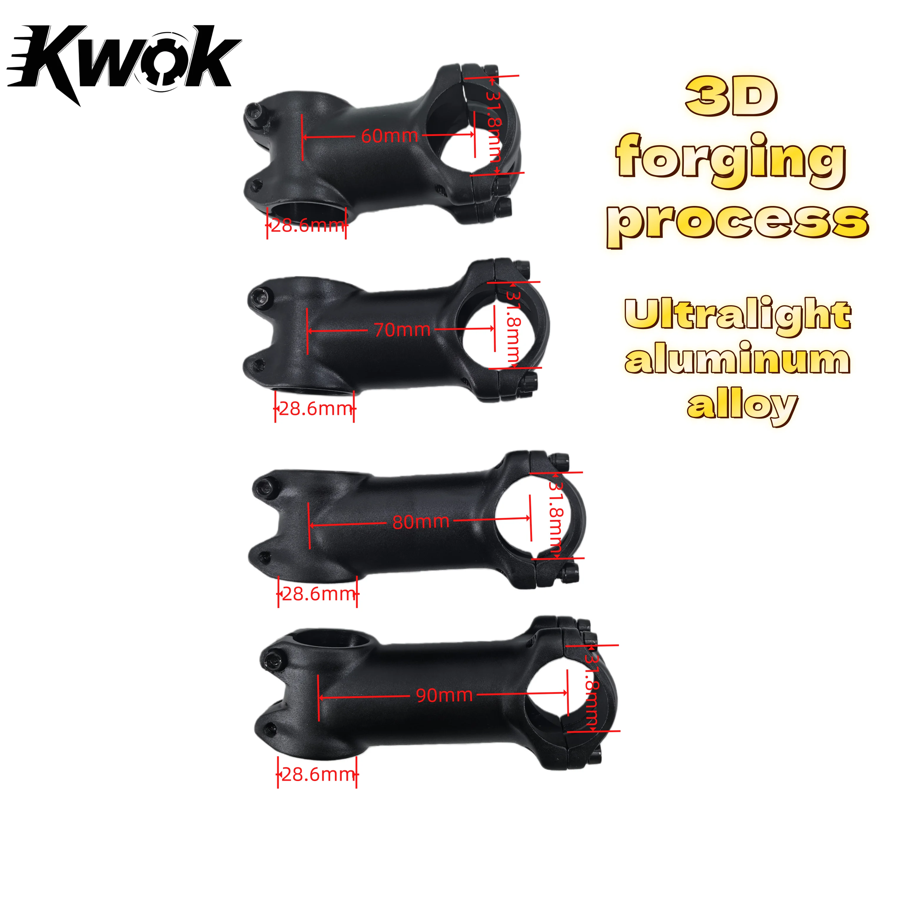 KWOK Forging Ultra-Light Road & Mountain Bike Stem +7° Angle 31.8mm Handlebar Clamp Performance Cycling Accessory