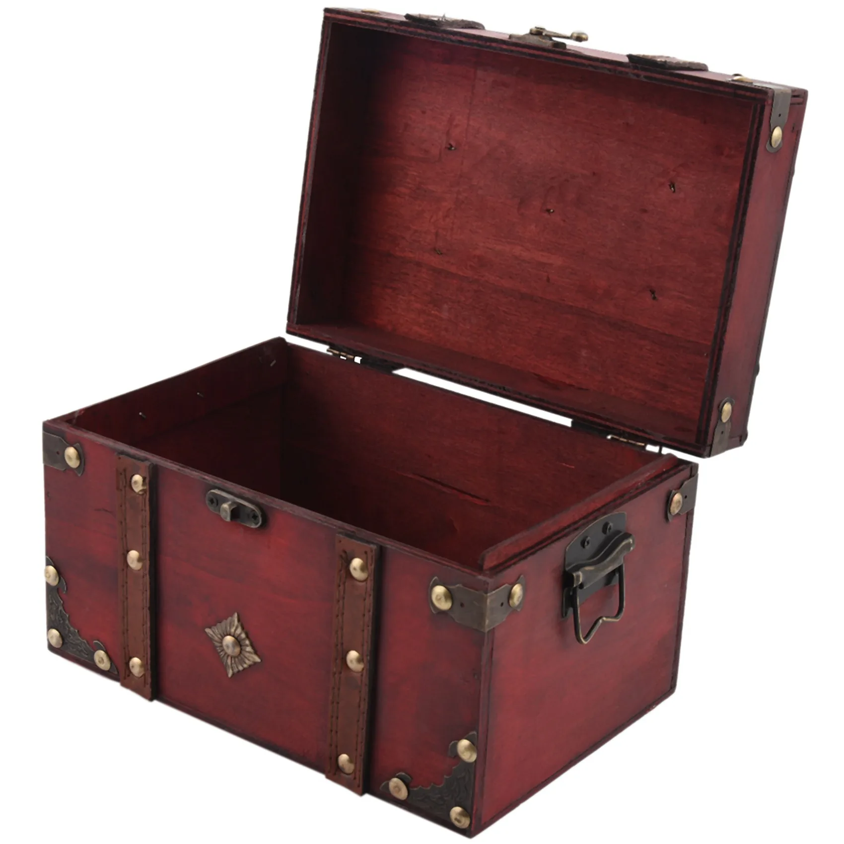 

AB72-Retro Treasure Chest Vintage Wooden Storage Box Antique Style Jewelry Organizer for Jewelry Box Trinket Box Big