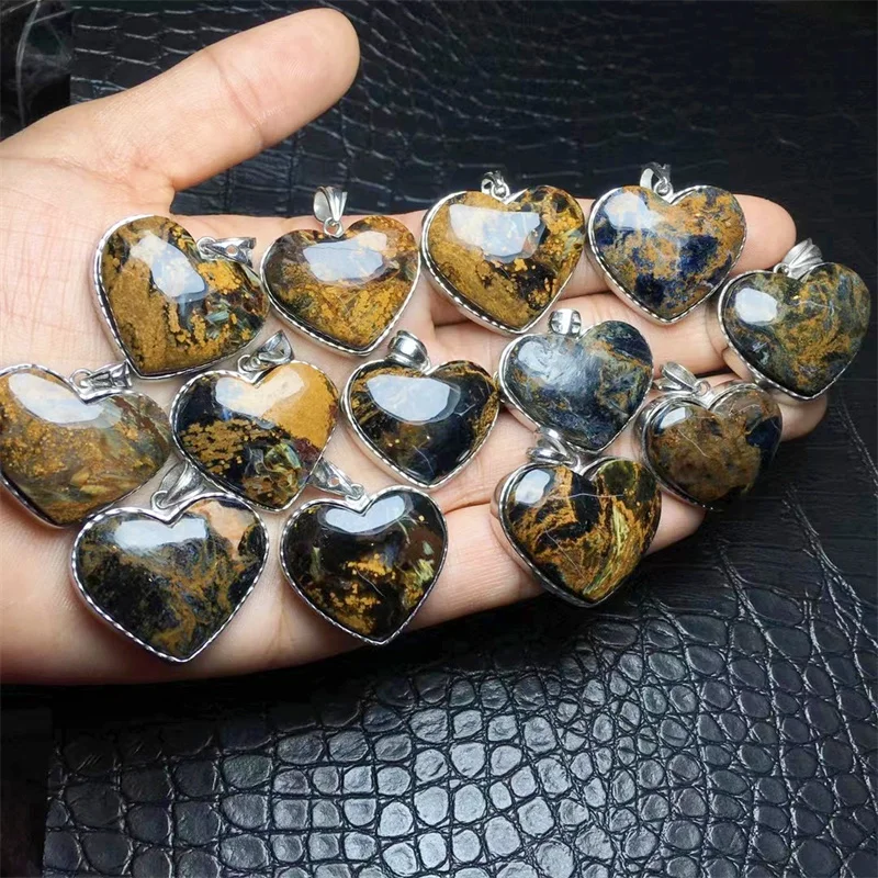 Natural Peter Stone Heart Pendant Crystal Healing Spodumene Women Gift Gemstone Jewellry Pendant 1PCS