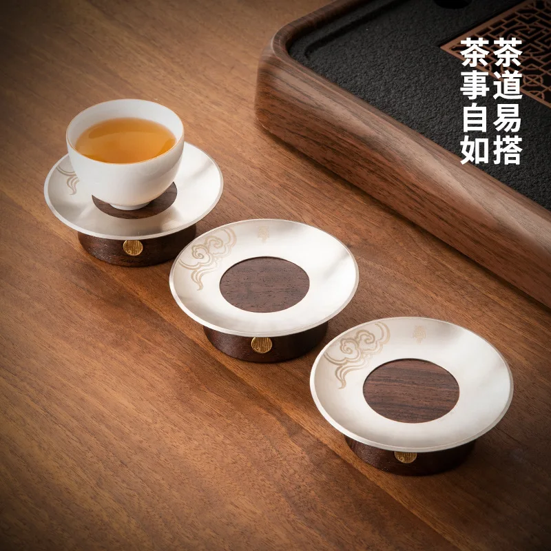 Conjunto de porta-copos de madeira maciça de aço inoxidável criativo de alta qualidade bandeja de chá doméstico kung fu conjunto de chá acessórios tapete de isolamento térmico