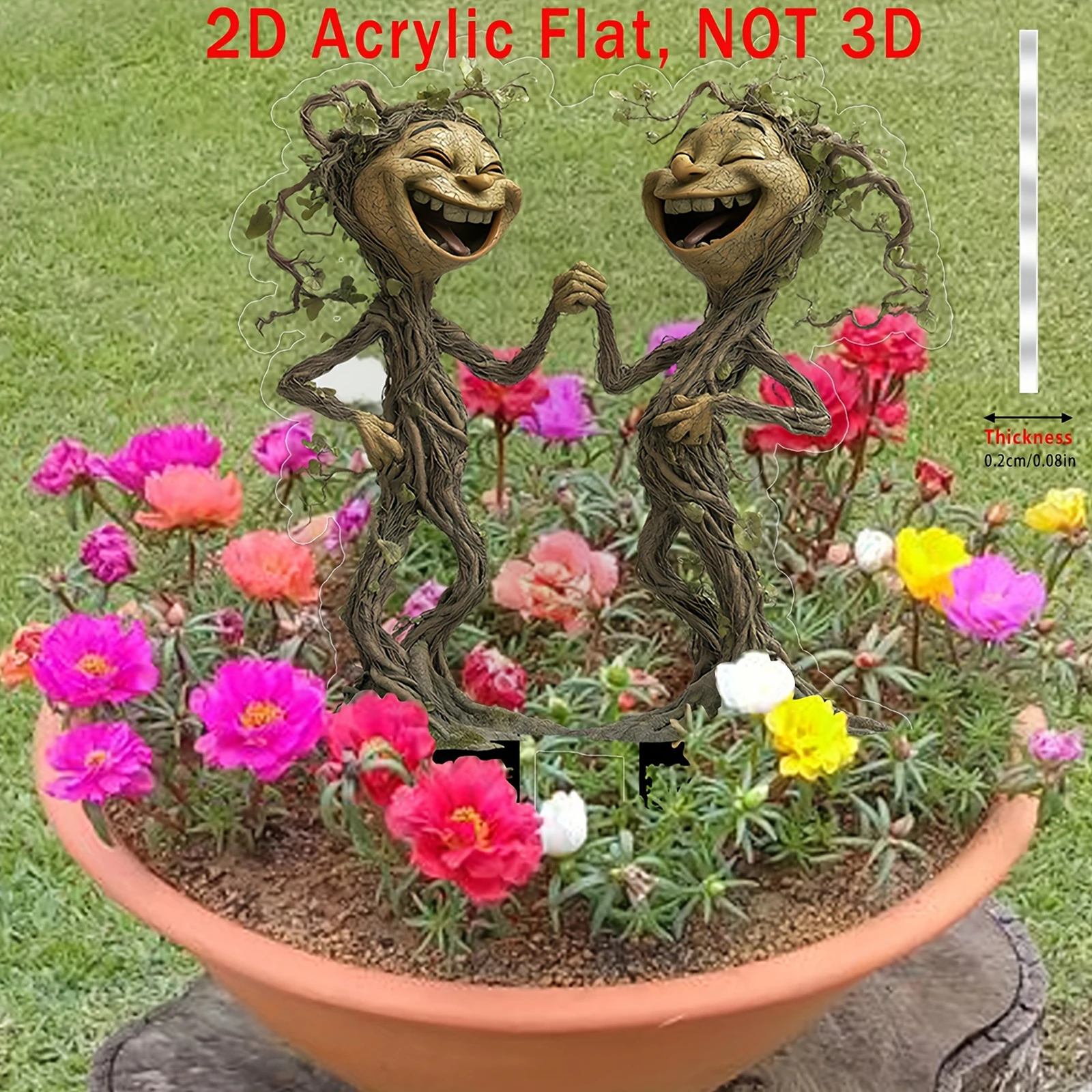 

Tree Spirits Garden Stakes Cute Smiling Elves Lawn Signs 2D Landscaping Decorations Yard Art Ornaments