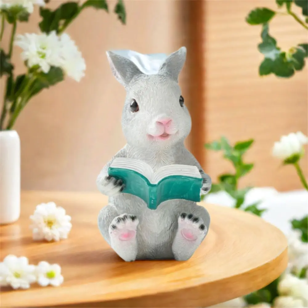 لطيف أرنب قراءة كتاب تمثال الراتنج الحرف فريدة من نوعها الأرنب تمثال لعبة الحرف اليدوية حديقة الحيوان تمثال سيارة الداخلية زخرفة