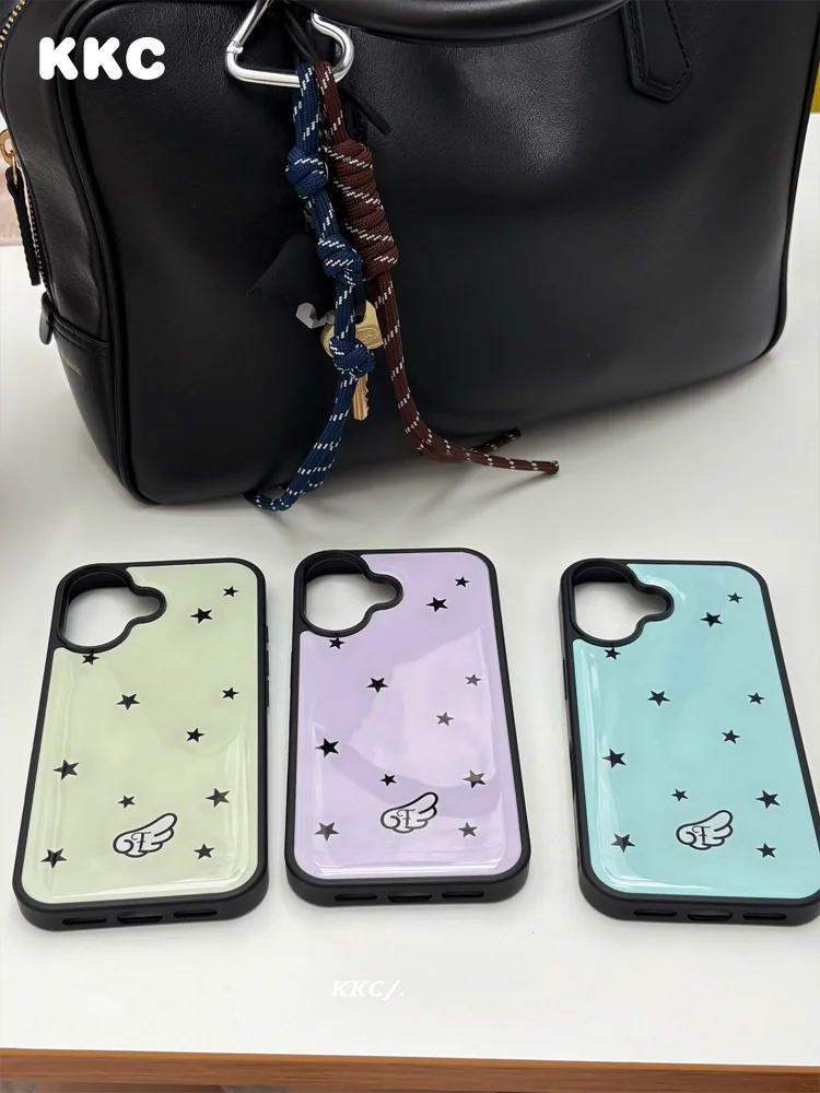 

Summer Purple Yellow Stars INS Korea Edge Epoxy Anti-drop Phone Case For iPhone XR/11/12/13/14/15/16/17 ProMax Case