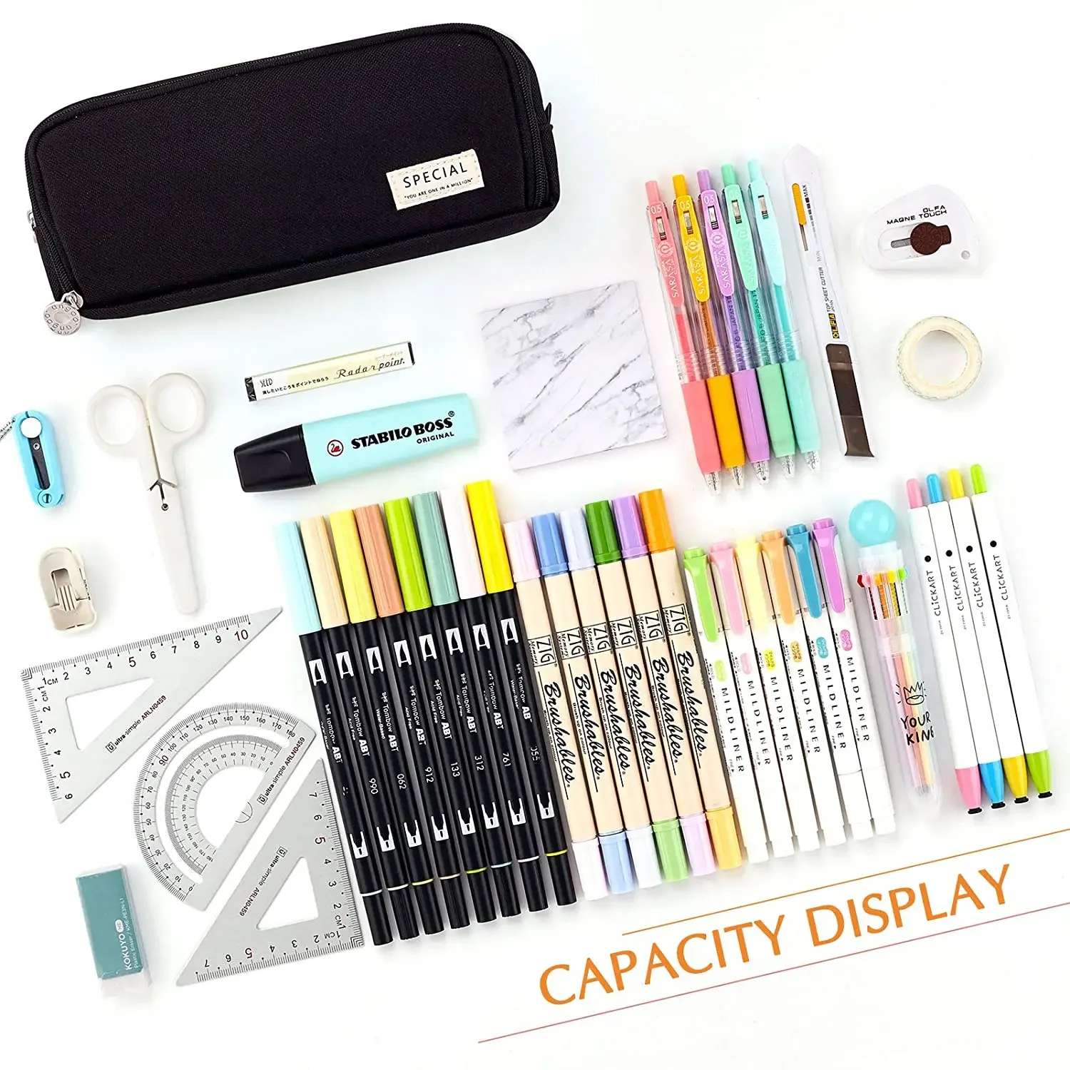 Large Capacity Pencil Case 3 Compartment Canvas for Students Box Office Student Pen Bag Stationery Back to School Supplies